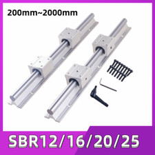 Linear Rail Guide SBR12/16/20 200-2200mm Slide Shaft Rod +4X Bearing Block