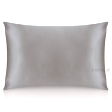 100% Mulberry Silk Pillowcase 22 Momme Anti Wrinkle Hair Skin Grey UK TRÈSILK