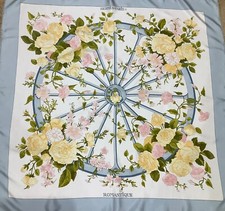 Hermes 90 sq blue silk scarf