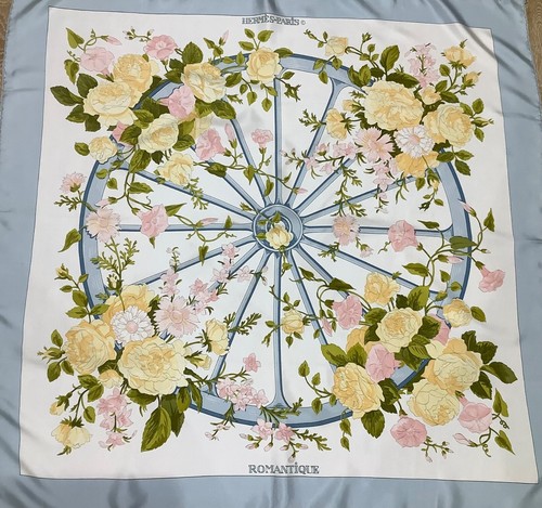 Hermes blue silk scarf - sq,