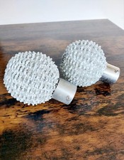 A Pair Of Beaded Curtain Pole Finials From B&Q With Brushed Metal Fitting