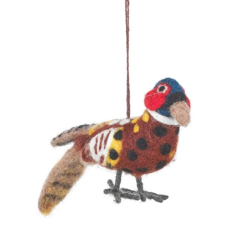 Handmade felt pheasant hanging - pheasant,