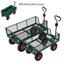 Heavy Duty 2/4Wheels Garden Trolley Cart Towable Truck Wheelbarrow Wagon