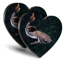 2x Heart MDF Coasters - Redtail Catfish Fish Fishing Pond Lake  #24100