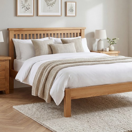 Oak double bed 4ft - oak, bedroom