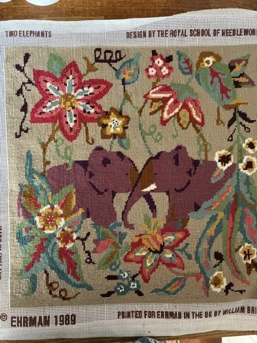 Completed needlepoint tapestry