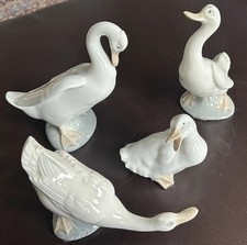 4 x Vintage NAO Lladro Spain Porcelain White Goose Duck Figurine Ornament Set