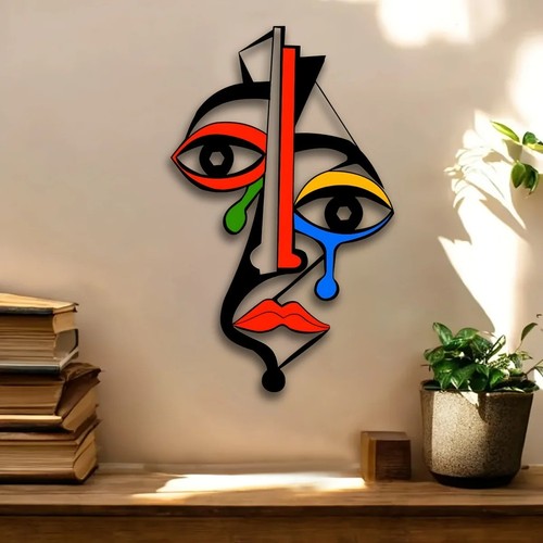Abstract cubist face - face, metal