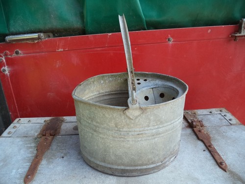 Vintage galvanized mop bucket - vintage,