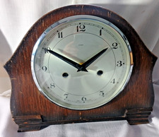 ART DECO - 1930s Mantle clock converted to a quartz movement worn wooden case.
