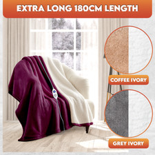 Heated Electric Throw Blanket Fleece Sherpa Reverse 6 Heat Settings Auto Cut Off
