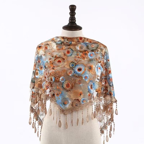 Women floral triangle scarf - floral,