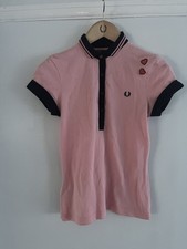Fred Perry x Amy Winehouse Polo Shirt Pink With Black Trim UK 6