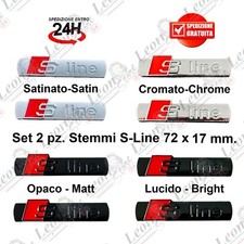 n. 2 pz. Stemmi S-line laterale mm 72x17 per Audi logo fregio emblema badge auto
