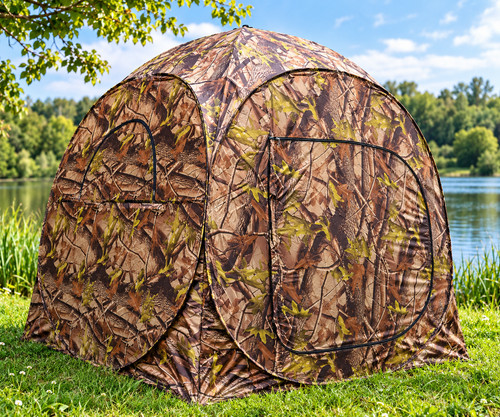 Camouflage pop bird hide - up,