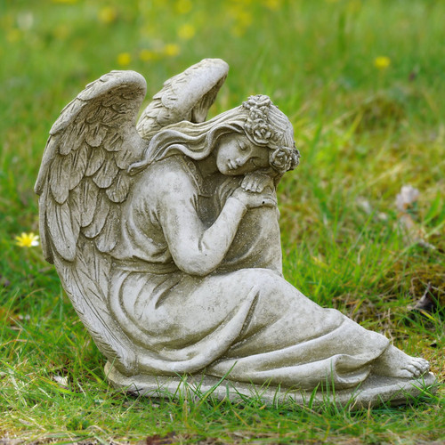 Large resting angel stone - angel,