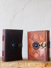 Leather journal with Unlined Pages Treepal Moon Stone leather Writing journal
