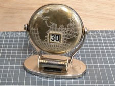 Vintage Perpetual Desk Calendar Globe Shape Brass