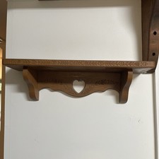 Vintage Burwood MCM Wood Look Shelf Floral Heart Cut Out Brown  2767 Cottagecore