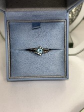 9ct White Gold Blue Topaz &