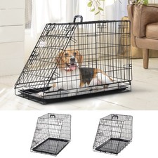 Metal Collapsible Car Dog Cage Folding Transport Carrier Removable Tray
