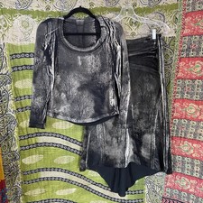 Rare Y2K Isabel de Pedro Black Distressed Trees Print Top/ Skirt Set Size 6/8