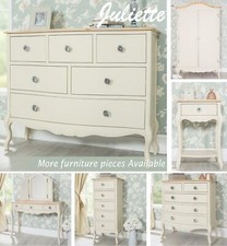Cream Bedroom Furniture French Wooden Chest of Drawers Wardrobe Bedside JULIETTE