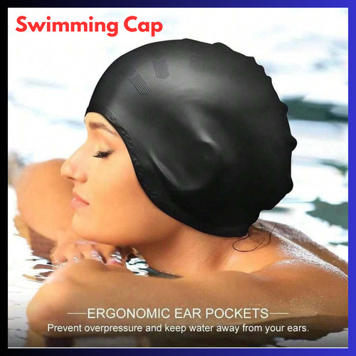 Silicone swimming cap with ear - cap,