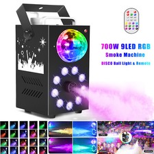 9LED Smoke Machine RGB Magic Ball Light & Remote Stage Party Disco Fog Machine