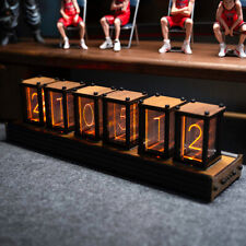 Nixie Glow Tube Clock Wood DIY Table Clock Creative Desktop Clocks RGB Digital