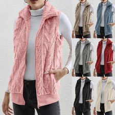 Ladies Body Warmer Gilet Zip Up Jacket Coat Plus Size Fleece Fur Waistcoat