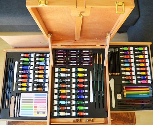 Wooden artist box tabletop - box,