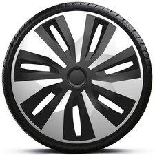 15" INCH SILVER & BLACK WHEEL TRIMS DEEP DISH HUB CAPS ORI COVERS 4PC SET