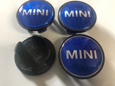 4x Mini Cooper Wheel Hub Centre Cap New Set of 4 Center Caps Blue Silver 54mm
