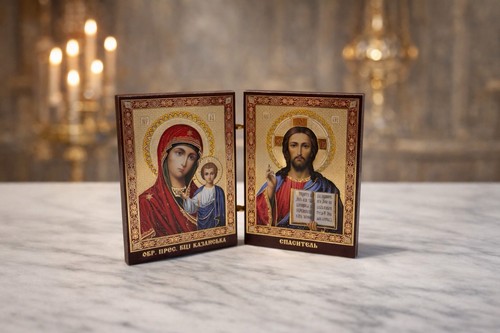 Handmade orthodox diptych icon - diptych,