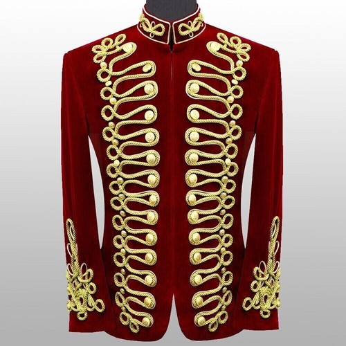 Men red hussar velvet jacket - men's,