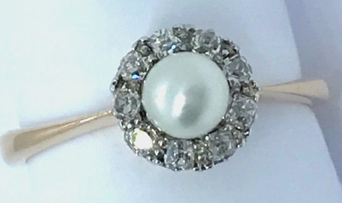 -Antique 18ct gold cultured