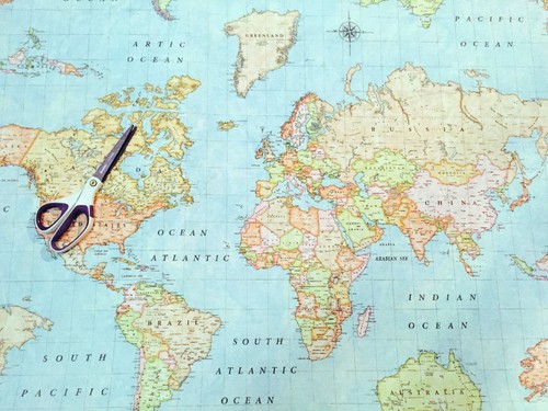 World map fabric vintage - map,