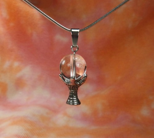 Crystal ball necklace - crystal, necklace,