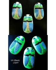 3 Czech Vaseline Glass Buttons #B667 - 27 mm or 1" - SCARAB!!!!