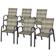 Set of 6 PE Wicker Stackable