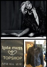 Rare KATE MOSS X TOPSHOP (KRYSTAL) Blonde & Brown Faux Fur Coat : UK 10