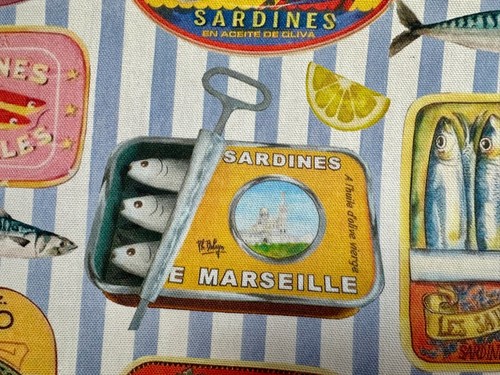 Retro sardine tin fabric fish - retro,