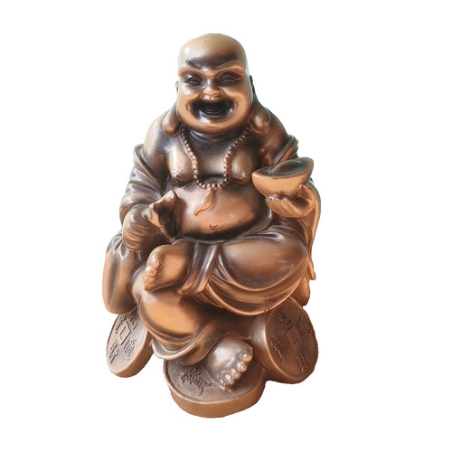 Laughing buddha statue bronze - laughing,