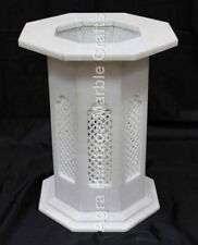 28"x15" White Modern Marble Pedestal Lattice Stand Handmade Decor E552B