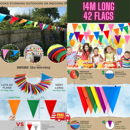14m fabric bunting - (140m),