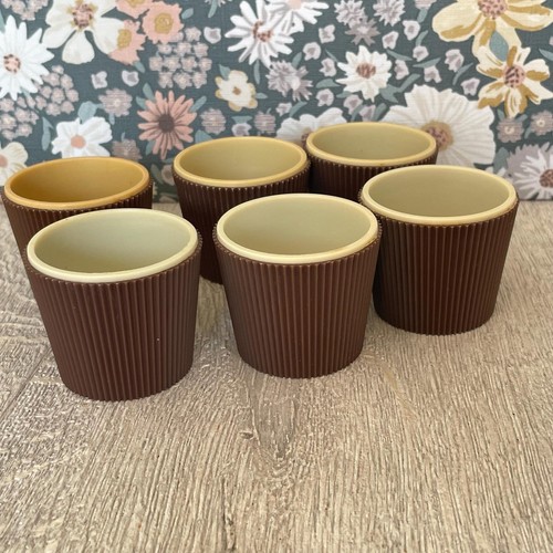 Set six brown - set, ribbed