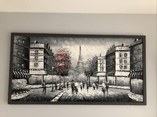 large Paris Abstract oil painting with monochromatic palette