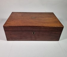 Antique Wooden Writing Slope Box Brass Inlays For Restoration 