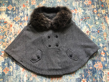 New design High Quality 100% real grey Silver Fox  wool cape coat